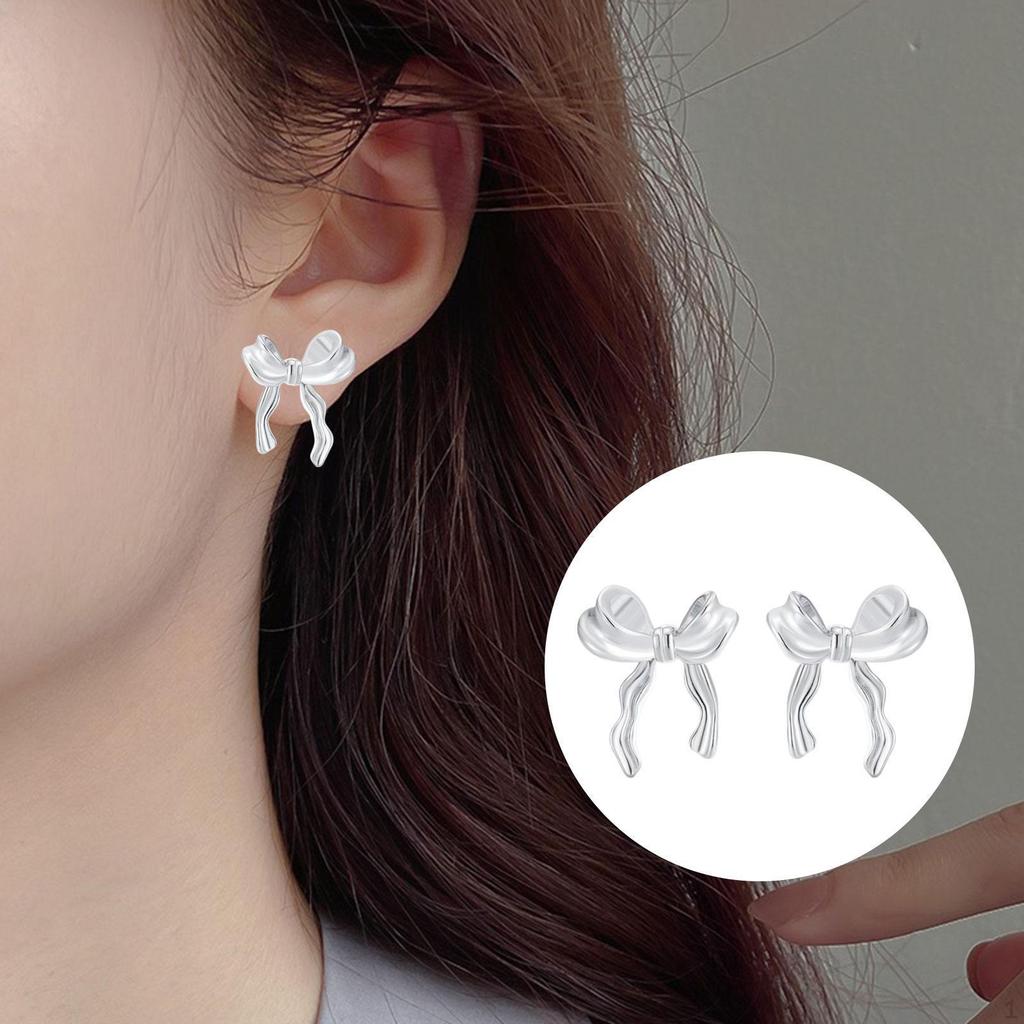 Bow Earrings for Women Versatile Fashion Studs Valentines Shopping Party