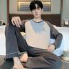 Men's Plus Size Cotton Pajamas: Spring/Autumn Set - Long Sleeve, Loose Fit, Indoor/Outdoor Wear
