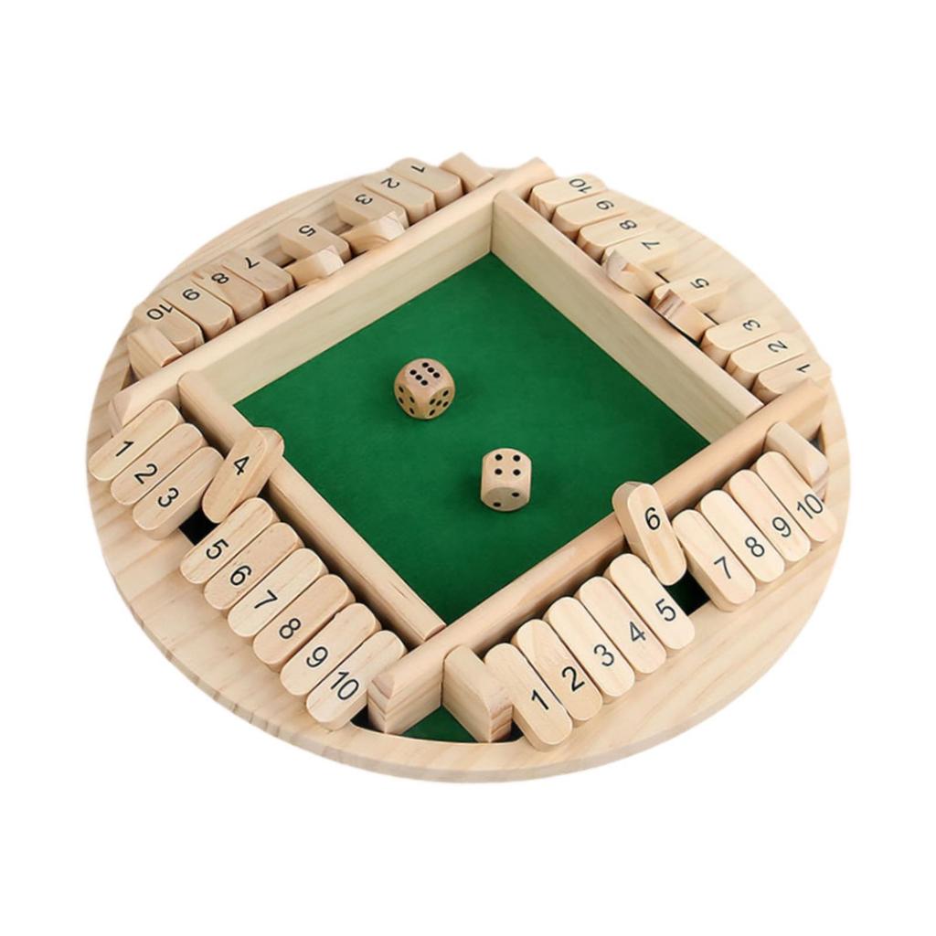 Shut The Box Educational Toys,Multicolor 4 Player Interactive Interesting Wood Tabletop Game