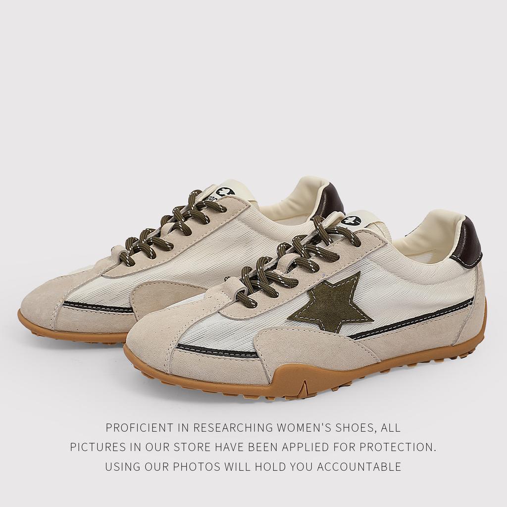Retro Star Old Board Shoes Women'S Round Head Soft Sole Breathable Casual Versatile Lace-Up Sports Moral Training Shoes