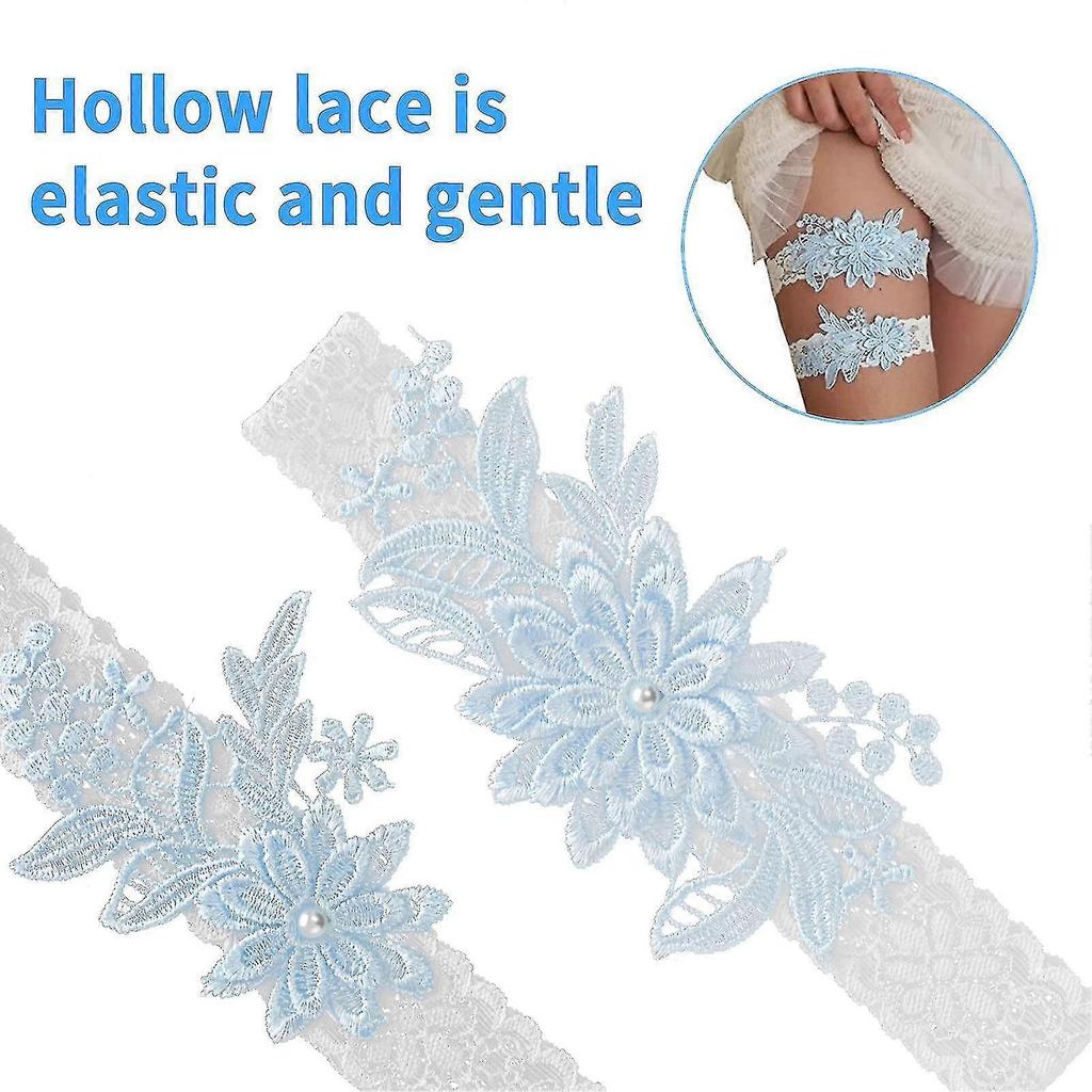 Wedding Garter For Brides, 2pcs Women's Lace Leg Garter, Wedding Underwear Elastic Rhinestone Garter For Bride yu