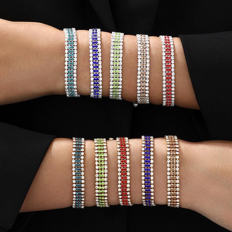 European & American Luxury Shimmering Roman Crystal Bracelet - Women's Full Diamond Claw Chain