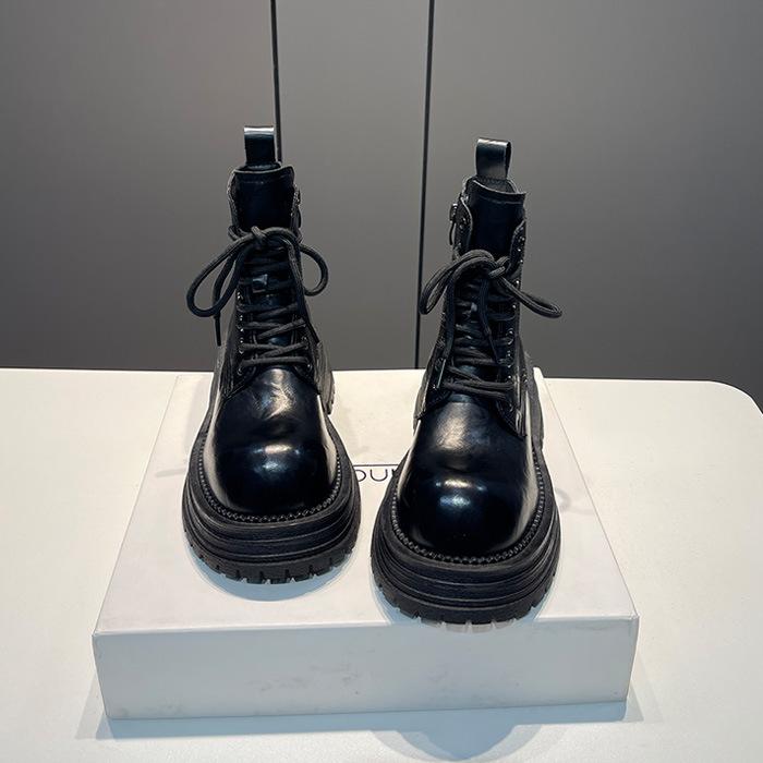 

Популярные коричневые ботинки Мартин на платформе женские 2025 новые британский стиль ранняя осень ретро Майяр укороченные ботинки на высокой подошве 40 чёрный