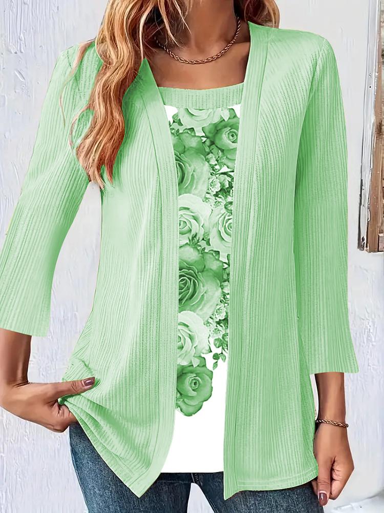 

Весна Осень Женская однотонная футболка с U-образным воротником и принтом на груди, пуловер с длинными рукавами, женская повседневная футболка, модный топ M зелёный