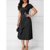 Women's Elegant Short Sleeve Dress Oversized V Neck Asymmetric Hem Waist Tight Midi Party Dress Ladies Evening Vestidos 5XL