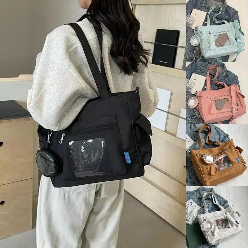 Nylon shoulder bag for women  casual and simple mummy bag  large capacity  solid color