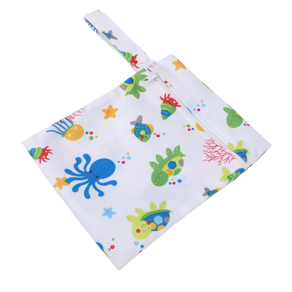 3pcs Wet Dry Bags for Diaper Bag Water Resistant Reusable Zipper Closure Snap Handle Printed Cloth Diaper Wet Dry Bags for Swimsuits Wet Clothes B17