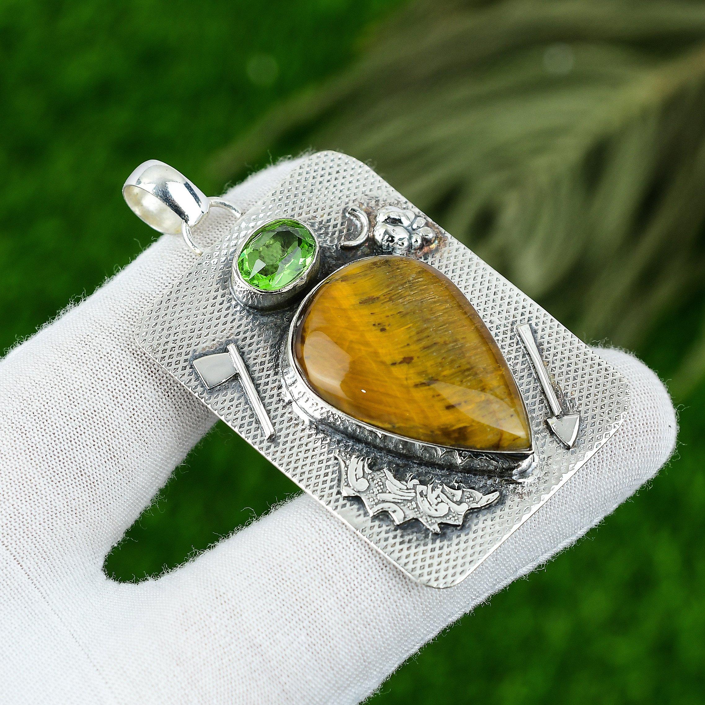 

Gift For Women Jewelry Pendant 925 Sterling Silver Natural Tiger Eye Gemstone