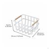 Wire Basket with Wood Handles Versatile Metal Pantry Bin Wrought Iron Construction Storage Container