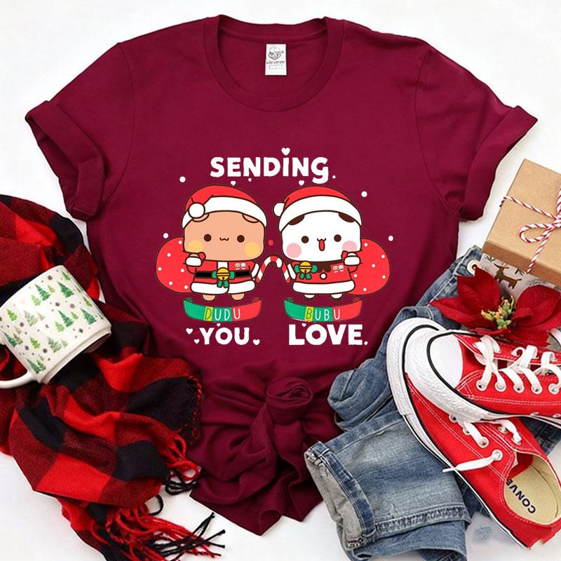 Kawaii Bubu Dudu Merry Christmas Couple Tshirt Trendy Funny Cartoon Anime Shirt Fashion Holiday Party Celebrate Cotton Tees