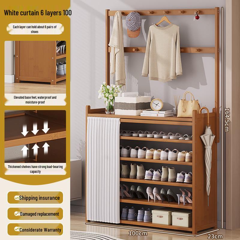Multi-layer Dustproof Bamboo Shoe Rack for Entryway