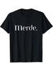 French Slogan T-Shirt - Bold "Merde" Print Loose Fit Casual Tee