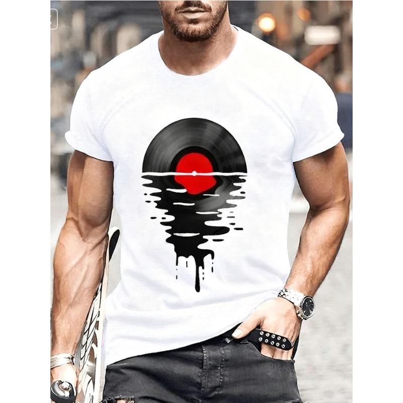 Summer Vinyl Record DJ Graphic Men's T-shirts Casual Hip Hop Streetwear Music Lover Funny Tops T-shirts