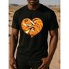 Valentine's Day Warm Double Cats Embracing Heart-shaped Men's Printed Short-sleeved T-shirt, Loose Round Neck Comfortable and Unique T-shirt
