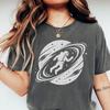 Astronaut Space T-Shirt, Unisex Heavy Cotton Tee, Dark Grey Graphic Shirt, Cosmic Illustration Print