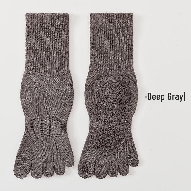 2026 Spring/Summer Non-Slip Five-Toe Mid-Calf Yoga & Pilates Socks with Compression Waist Support One Size