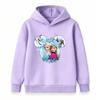 Kids Girls Boys Cute Cartoon Princess Print Pullover Hoodie Cozy Long Sleeve Casual Sweatshirt for Winter Autumn Daily Wear