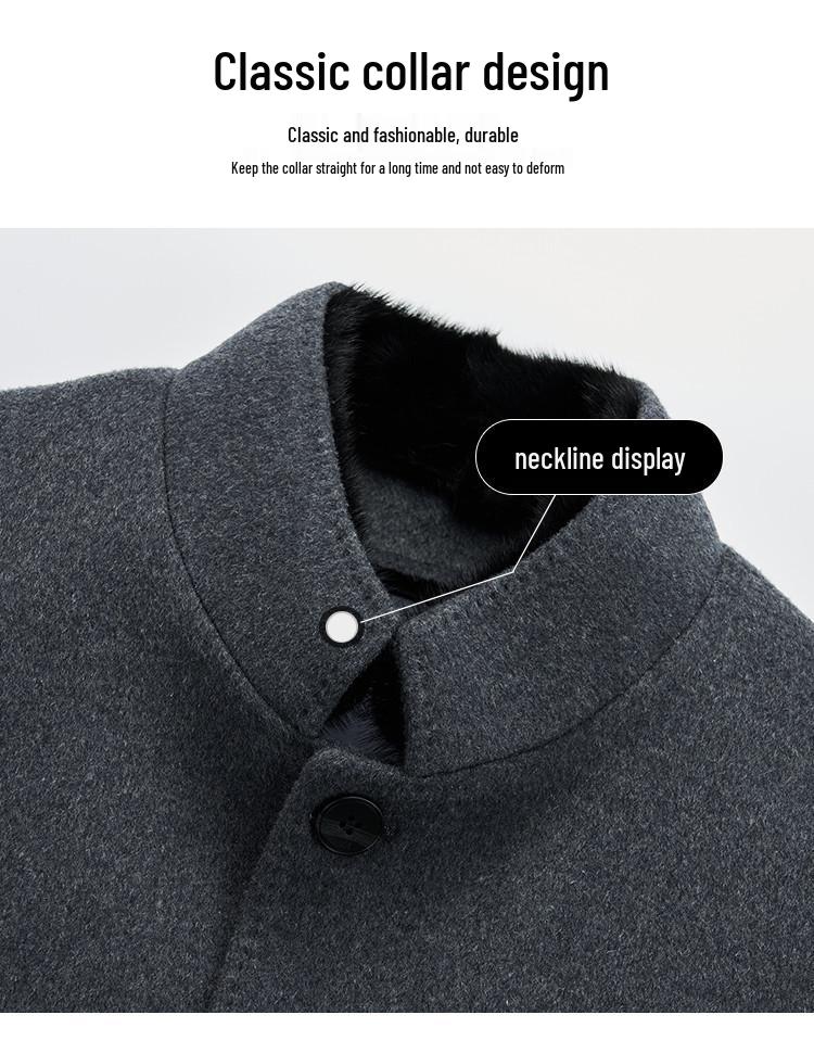 Men's Mid-Length Wool Coat with Removable White Goose Down Liner - Thickened Warm Windbreaker for Autumn/Winter Season