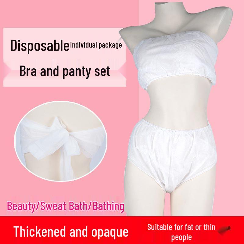 Plus Size Disposable Underwear Set for Salon, Massage & Spa: Thickened Breathable Triangle Panties & Bandeau Bra