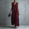 2026 European & American V-neck Sleeveless Women's Cotton Linen Casual Dress