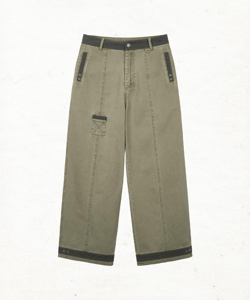 Dandel Dd Box Stitch Binding Pants (Ash Khaki)