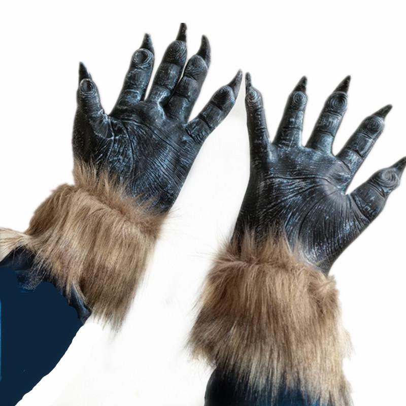 Halloween-Werwolf-Handschuhe – Maskenball-Requisiten, Plüsch-Wolfspfoten