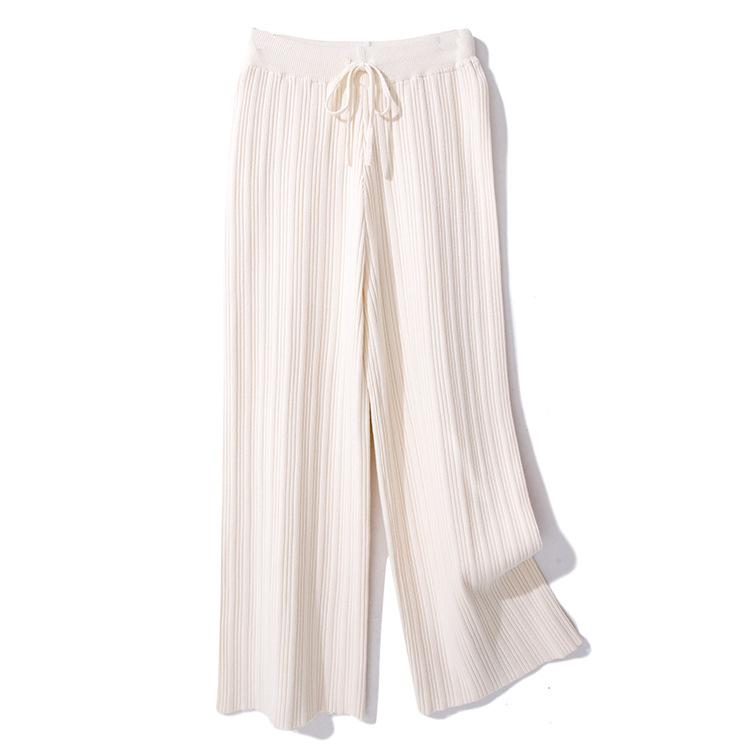Women's Autumn and Winter Knitted Wide Leg High Waist Straight Loose Large Size Long Pants