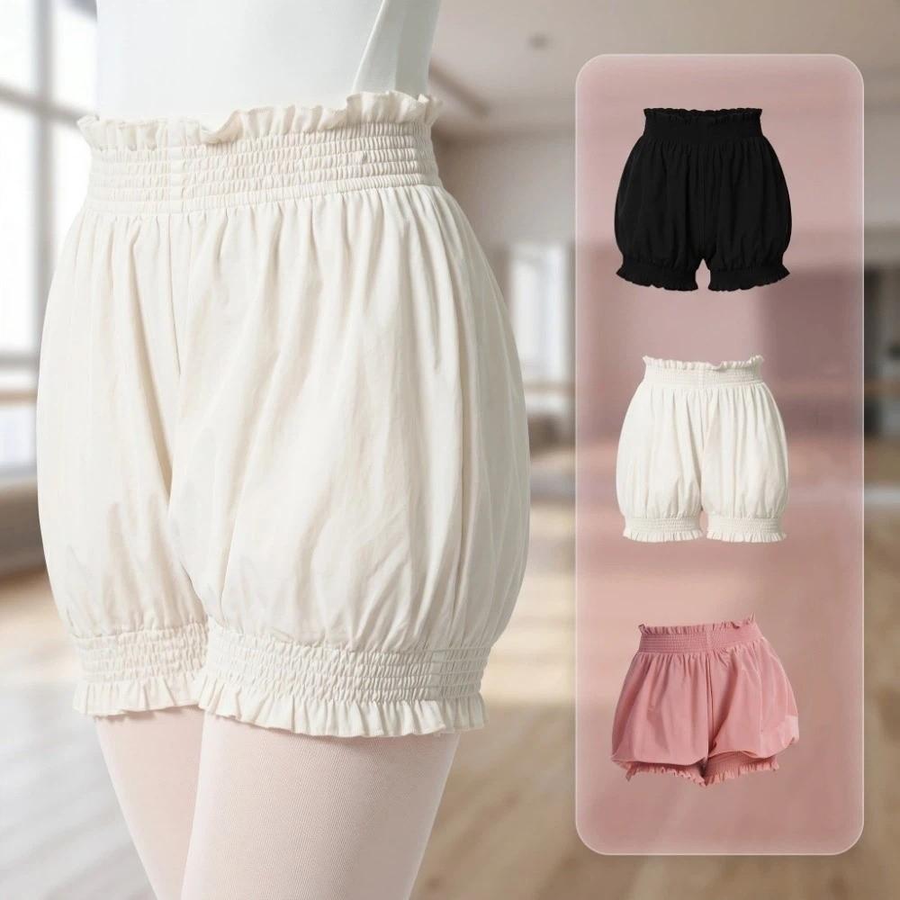 Elastic Waistband Ballet Shorts High Waist Bubble Pants Pilates Dance Shorts Ballet Practice