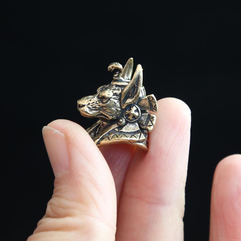 Ancient Egypt Death God Anubis Jackal Head Brass EDC Knife Beads DIY Paracord Woven Lanyard Pendants Jewelry Outdoor Accessories