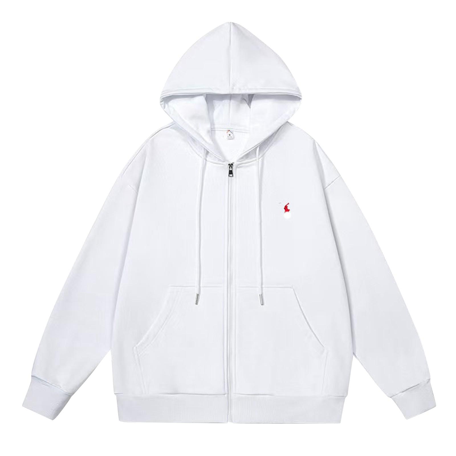 Весенний Тонкий Кардиган с Капюшоном Цветная Толстовка Вышитая Свободная Большого Размера Мужское Пальто XXXL белый