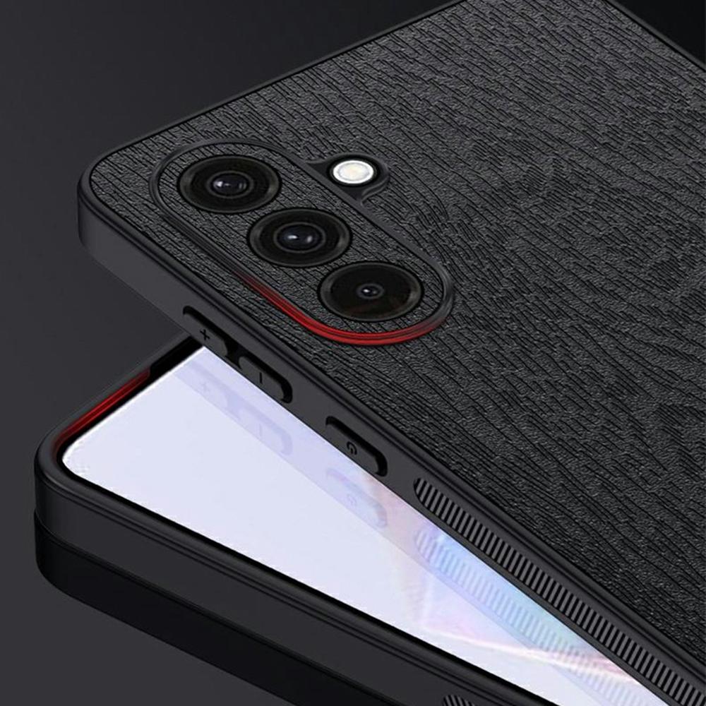 For Samsung Galaxy A57 5G Case Wood Texture PU Leather Coated PC TPU Phone Cover