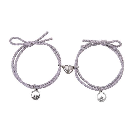 1 Pair Couple Bracelet Heart Magnet Attract Magnetic Decorative All-match Adjustable Jewelry Gift Rubber