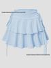 European Y2K Low-Waist Pleated Sports Skirt with Lace-up Design