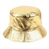 Double Sided Wear Reversible Bucket Hat Breathable Harajuku Style Gold Silver Fisherman Hat Leather UPF 50+ Sunscreen