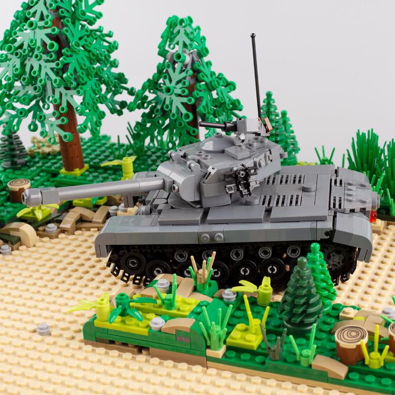 WW2 Military US M4 Sherman Tank Building Blocks M26 Pershing Army Soldier Figures Weapon War Scene Model MOC Bricks Boy Toy Gift
