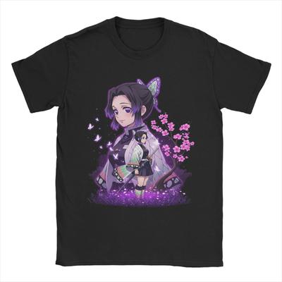 Men's T-Shirts Shinobu Kocho Demon Slayer Casual 100% Cotton Tees Short Sleeve  T Shirts O Neck Tops Graphic