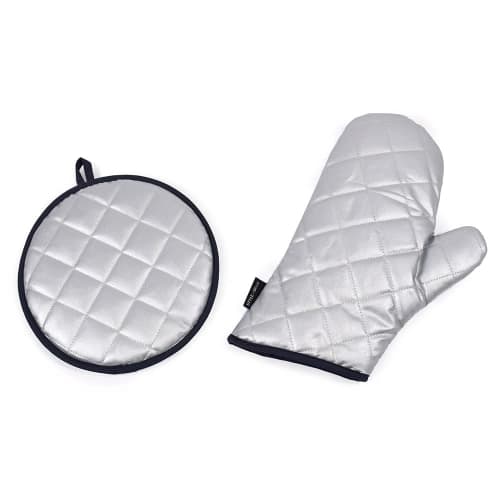 ESTILO Decor Juego de Manoplas, Tela Oxford Sólida con Tela Azul Marino, Simple y Elegante, Guantes de Cocina Resistentes al Calor, Incluye Salvamanteles, W3302720