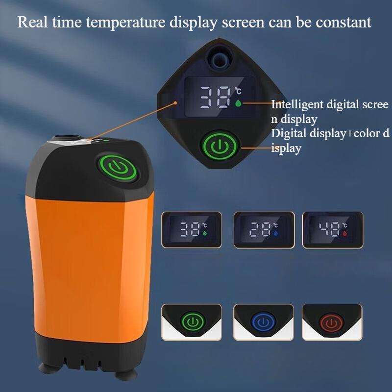 Outdoor Camping Shower IPX7 Waterproof Orange with Digital Display Portable Electric Shower Pump for Hiking Travel Pet Watering