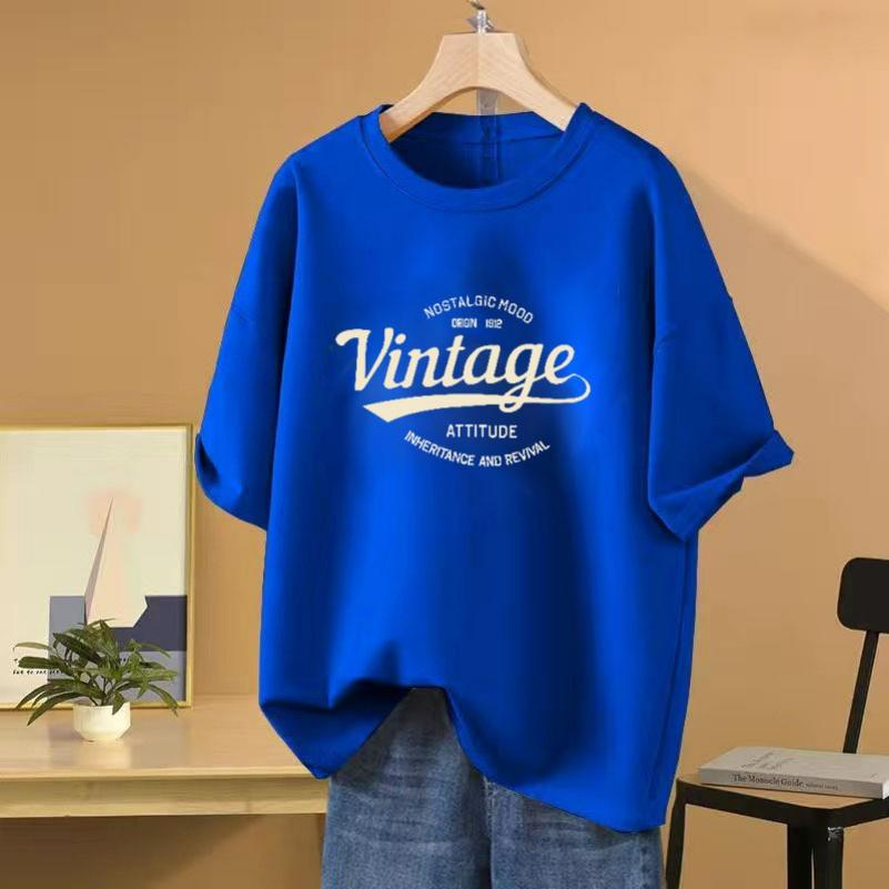 Cotton Short-sleeved T-shirt Women's Retro Bottoming Shirt All-match Casual Slimming Top