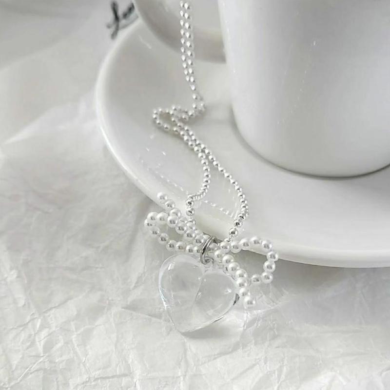Simulated Pearl Necklace Female Temperament Pearls Bowknot Collarbone Chain Student Adjustable Chain Sweater Chain