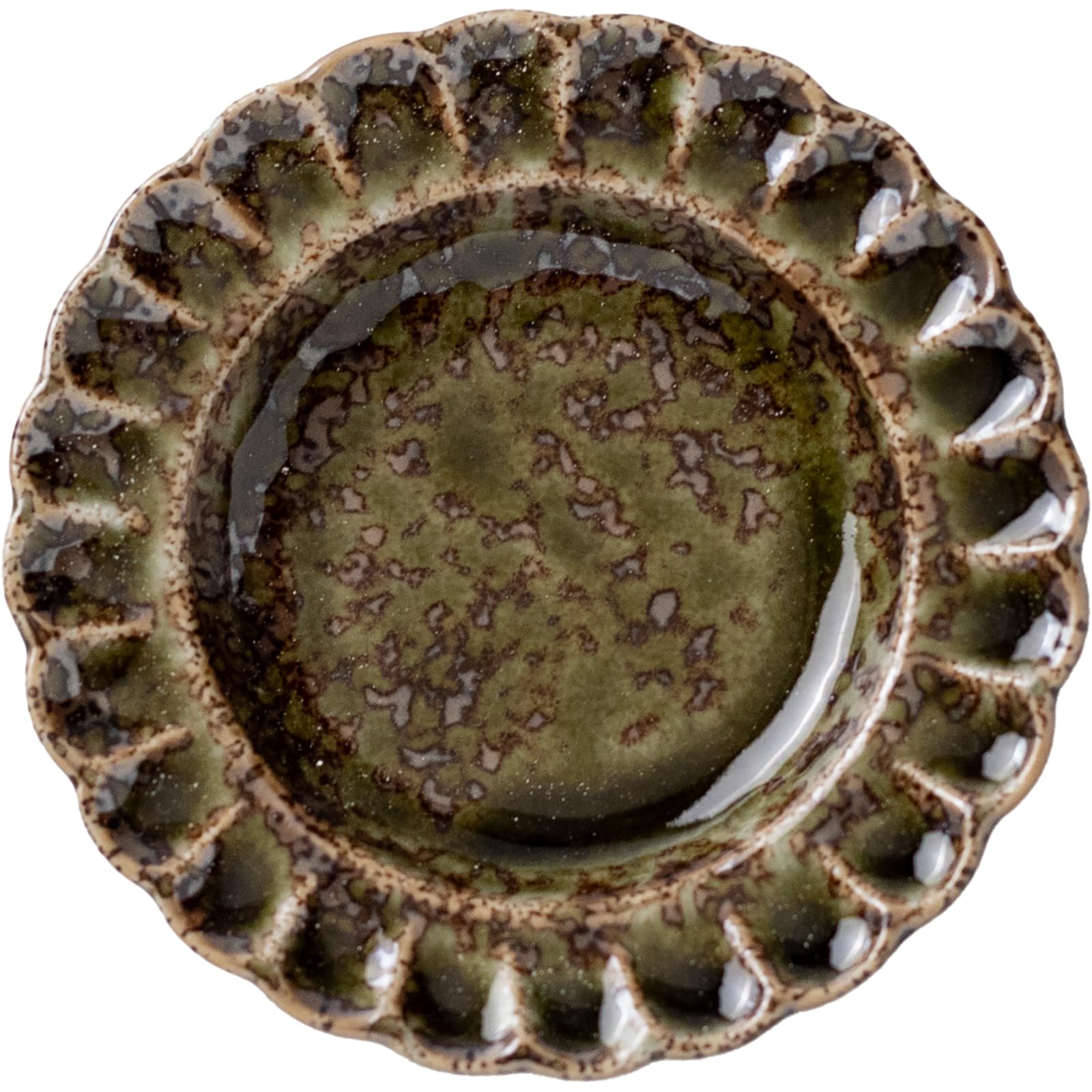 

Minoru Pottery Toiro 90-Rim Chrysanthemum-Shaped Small Plate, Oribe Style