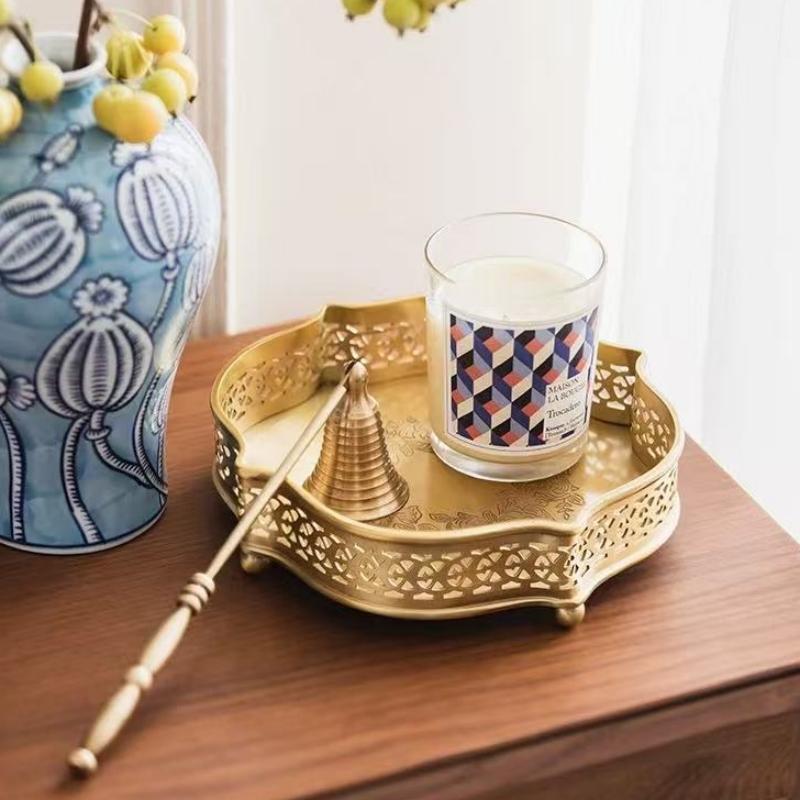 Engraving Brass Fruit Tray,Retro Exquisite European Household Portable Food Plate ,Snack Plate Home Table Wedding Decoration