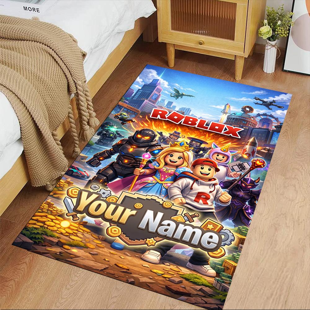Roblox Personalized Text Floor Rug Office Rug Suitable for Playrooms Living Rooms Decorate Room Balcony Antislip Carpet Decorate Offices