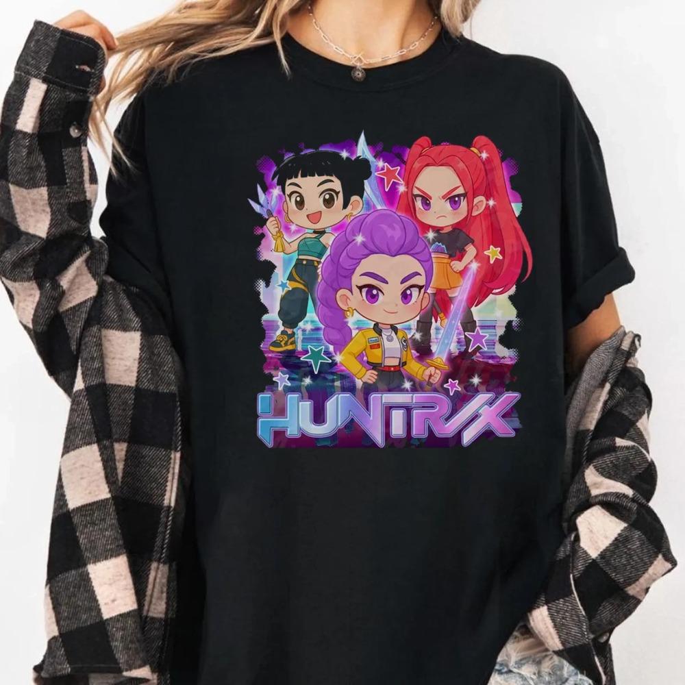 Kpop Demon Hunters Shirt Huntrix Girl T-shirt Kpop Idol Group Shirt Mira T-shirt Clothing Short Sleeve Men Women All-season