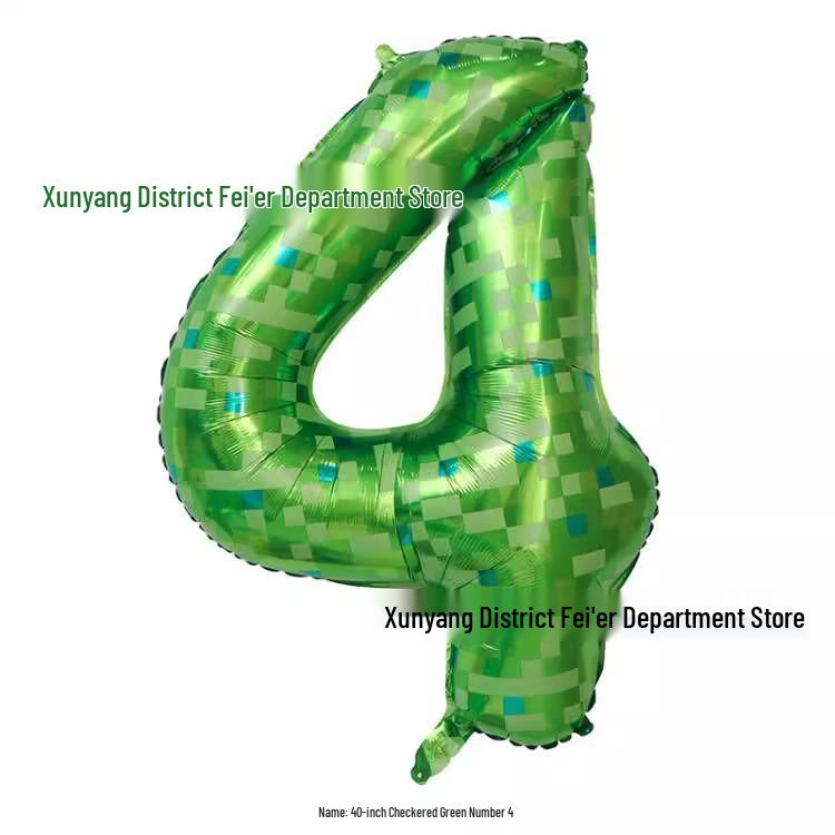 40" Green Plaid Aluminum Balloon for Military-Themed Baby Birthday Party Decorations