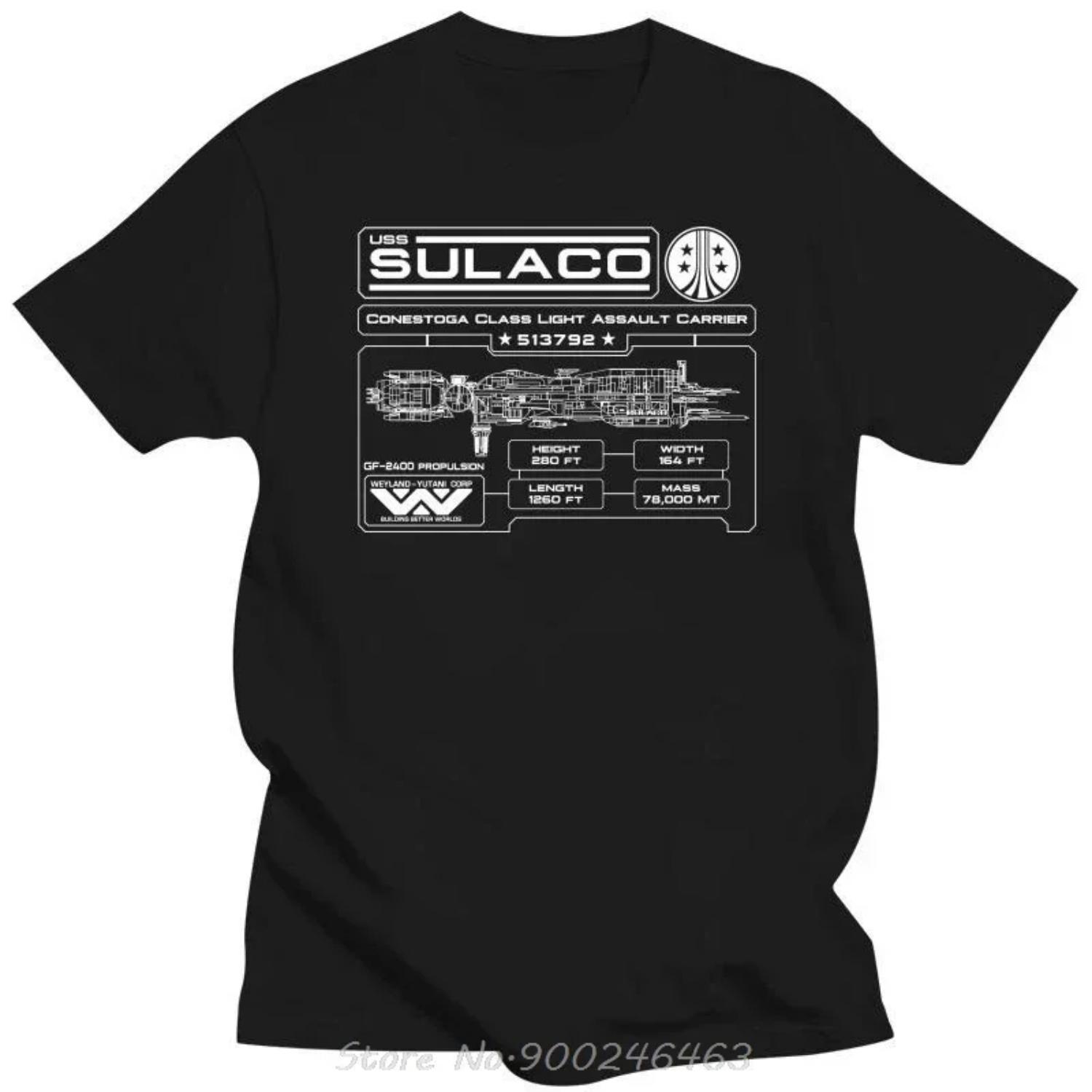 

New T-shirt Casual Women Top USS Sulaco Spaceship Specifications Plaque Tshirt Harajuku Women Clothing O-neck Fitness T Shirt S чёрный