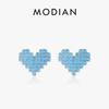 Modian 925 Silver Vintage Turquoise Stud Earrings for Women Romantic Heart Ear Studs Hypoallergenic Fine Jewelry