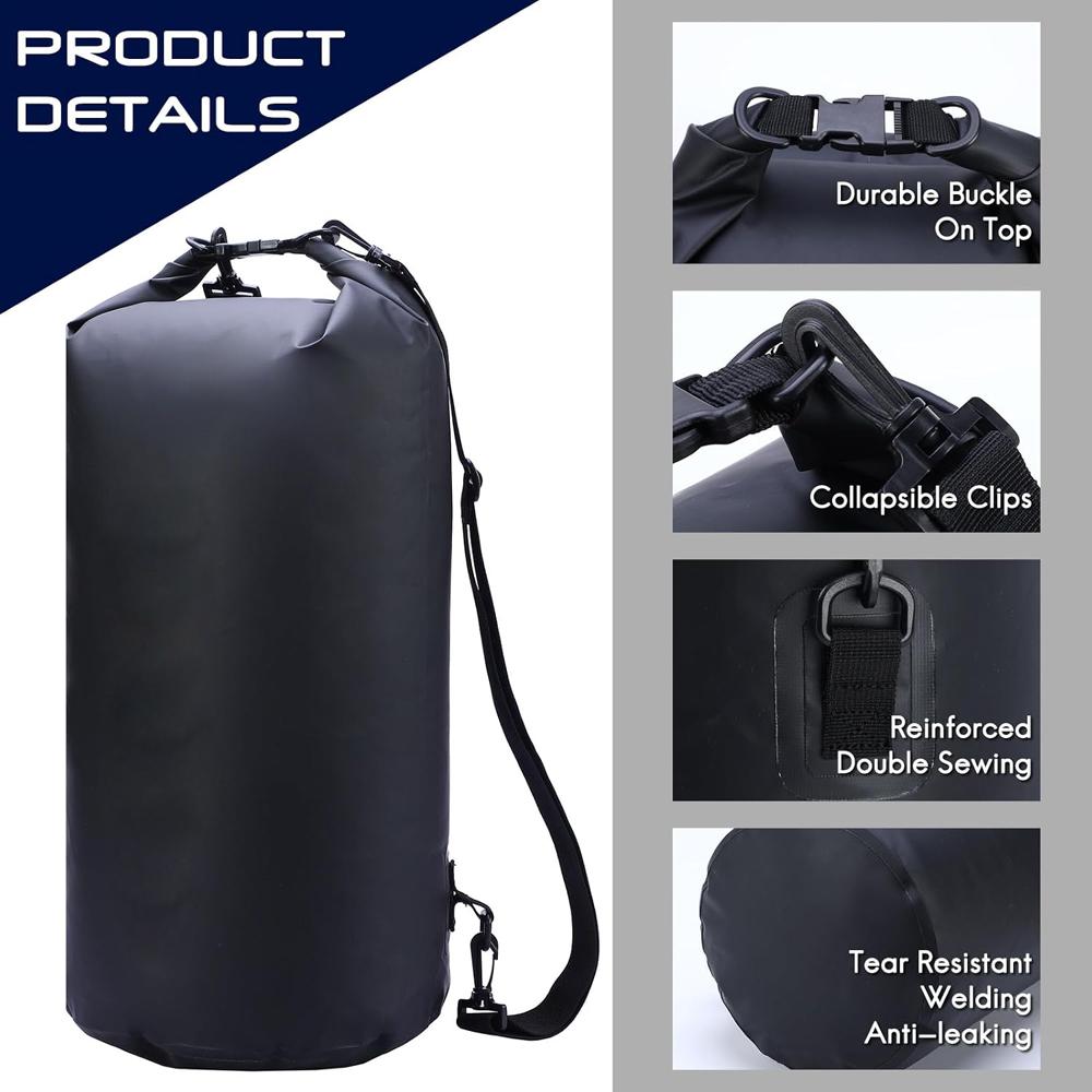 Custom Logo 15L 500D PVC Tarpaulin Foldable Roll-Top Dry Bag Waterproof Travel Accessory for Outdoor Activities-Kayaking Camping