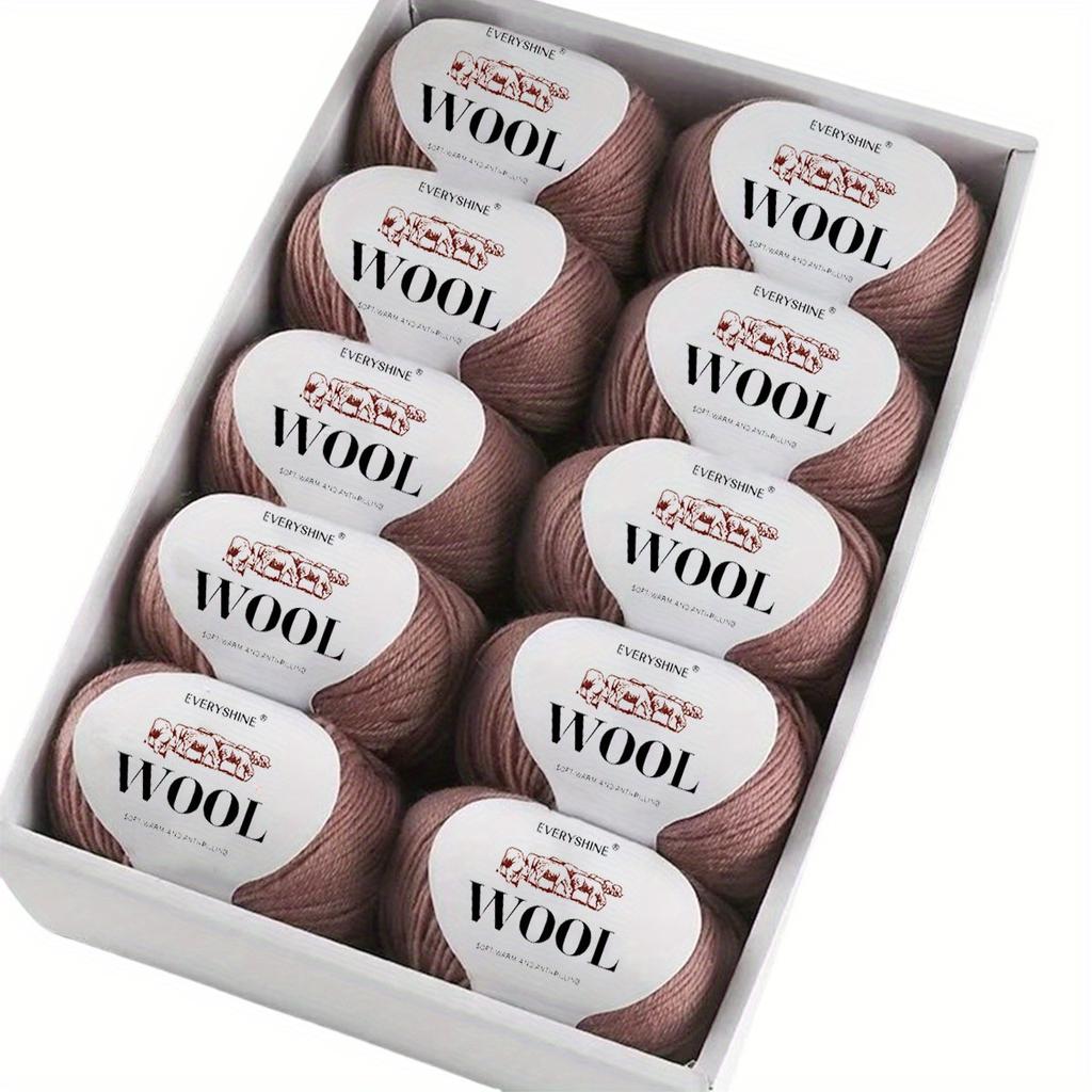 10-Pack Wool Blend Yarn Medium-Fine 80% Wool 20% Polyester Multi-Color Assortment for Knitting & Crochet Soft & Warm 500g Total