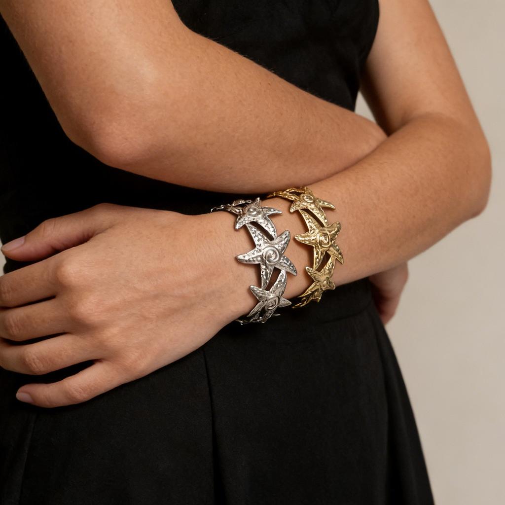 European and American personality niche design sense metal starfish opening women's bracelet leisure vacation style